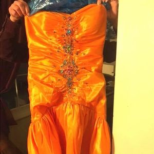 Size 15 Babette's Orange Knee-Length Prom Dress